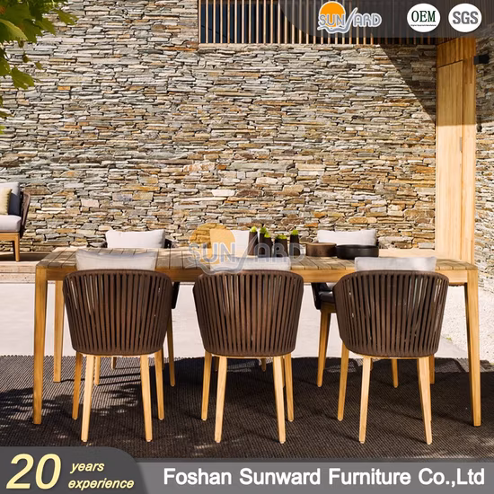 Silla de jardín de aluminio, muebles de exterior para Patio, silla de comedor de mimbre y ratán con cuerda